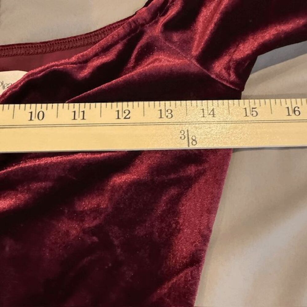 Privacy Please Riley Burgundy Maroon Velvet Ruffle Hem Mini Dress Size Small - Picture 11 of 14